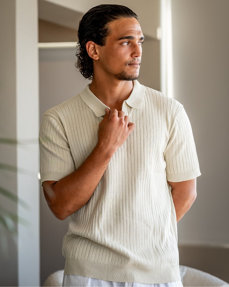 Polo de Punto Acanalado para Hombre