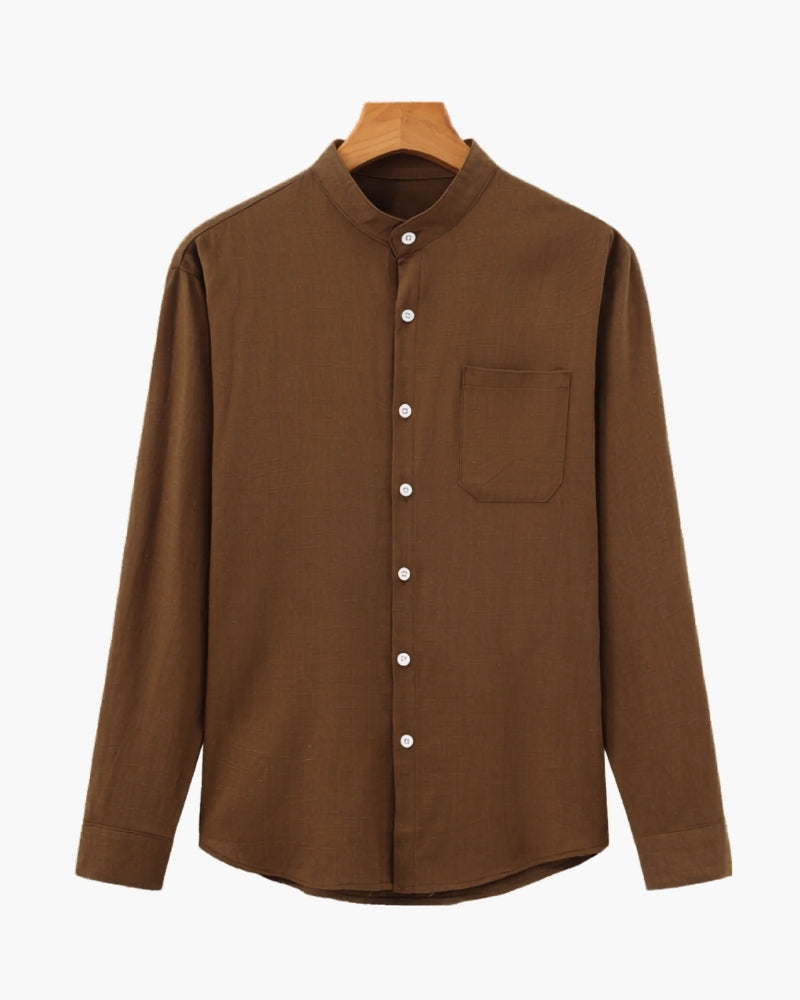 Camisa de Cuello Mandarín Texturizada