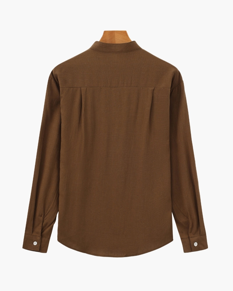 Camisa de Cuello Mandarín Texturizada
