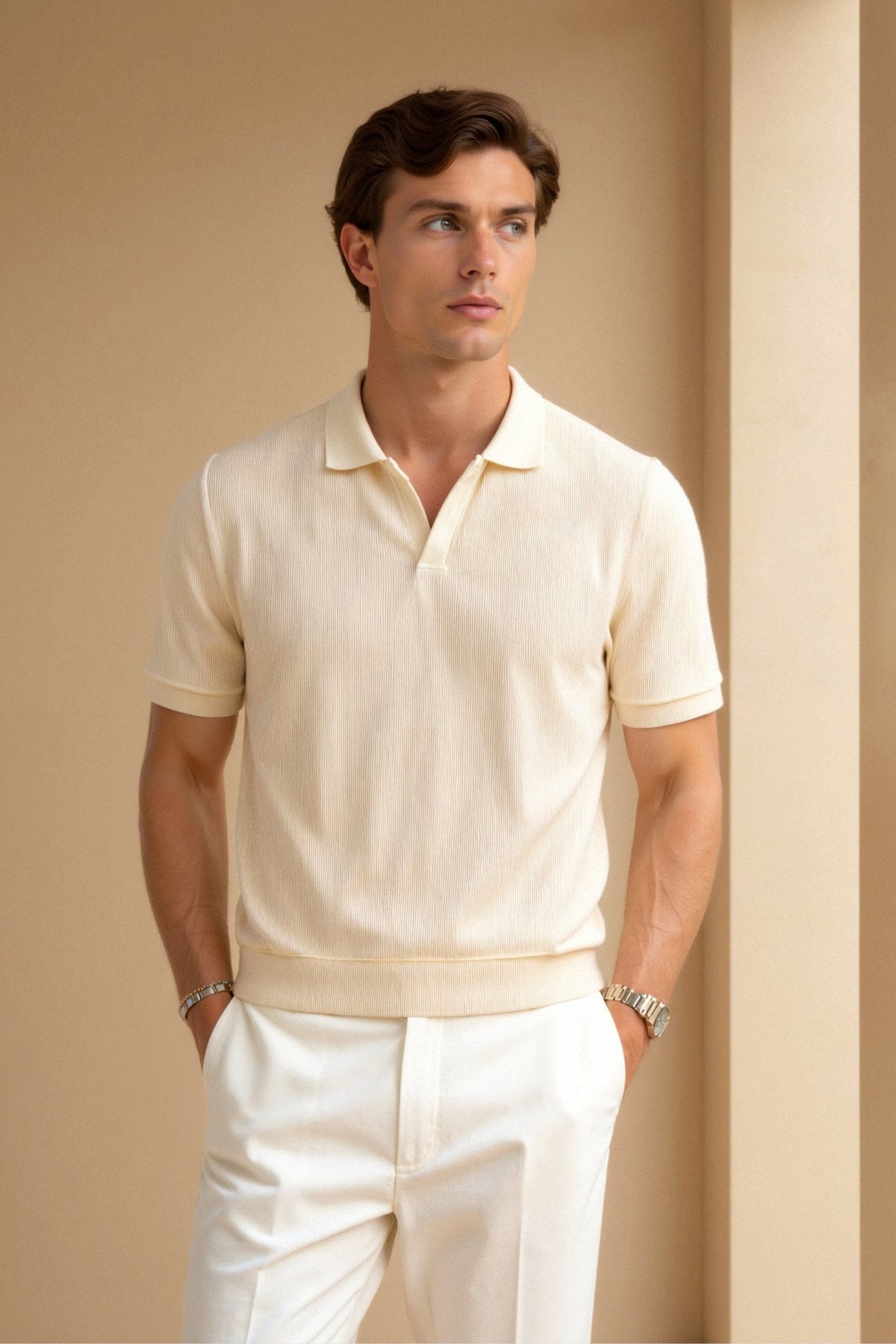 Polo Estructurado de Algodón para Hombre