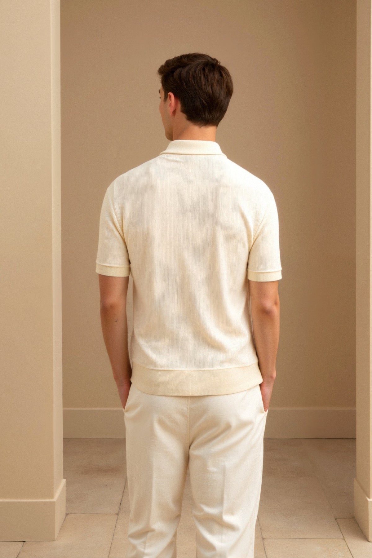 Polo Estructurado de Algodón para Hombre