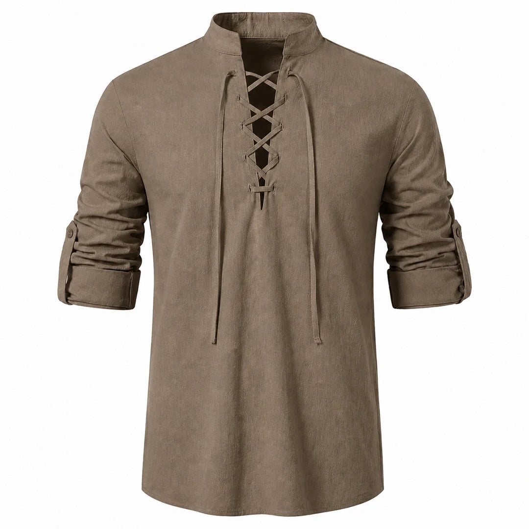 Camisa Manga Larga con Cuello de Amarre