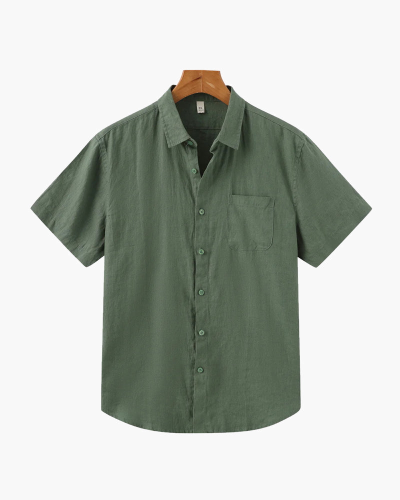 Camisa de Lino Manga Corta para Hombre