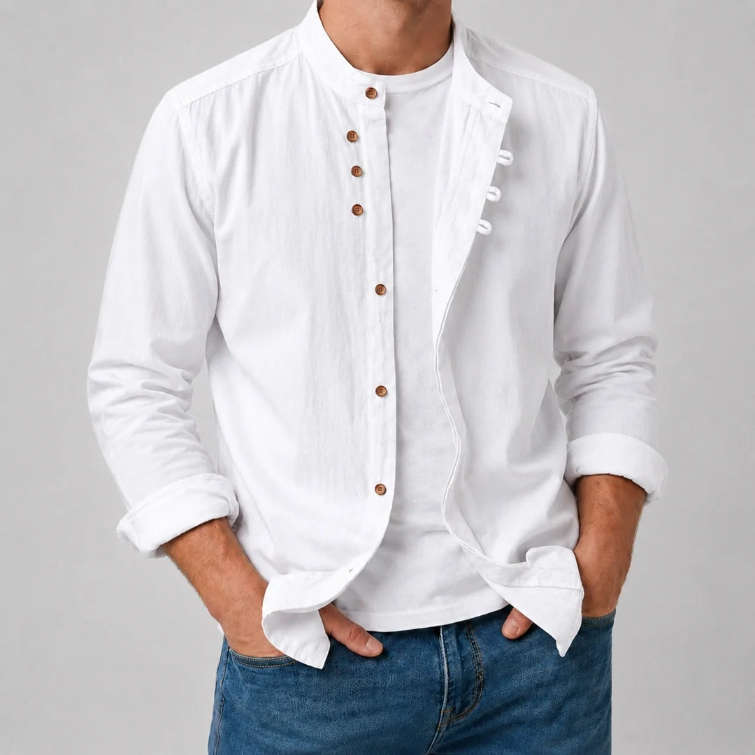 Camisa de Cuello Mao para Hombre
