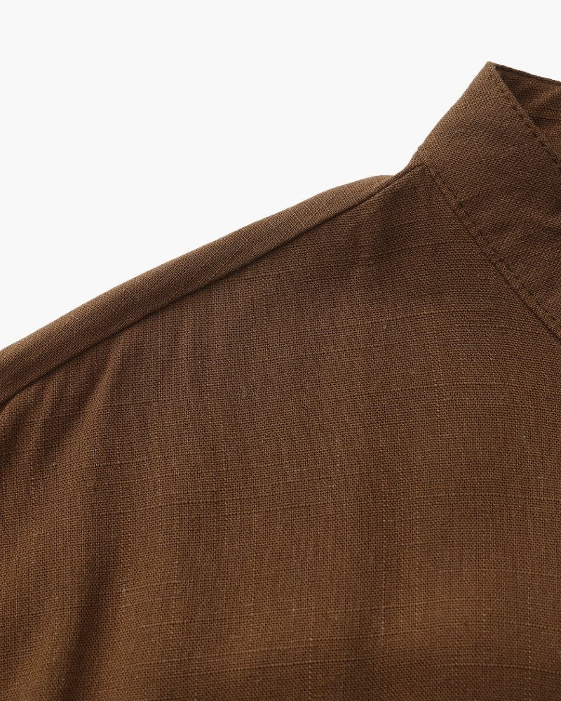 Camisa de Cuello Mandarín Texturizada