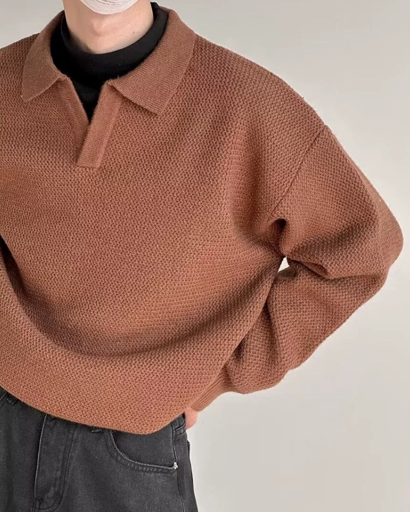 Suéter Polo de Punto Texturizado