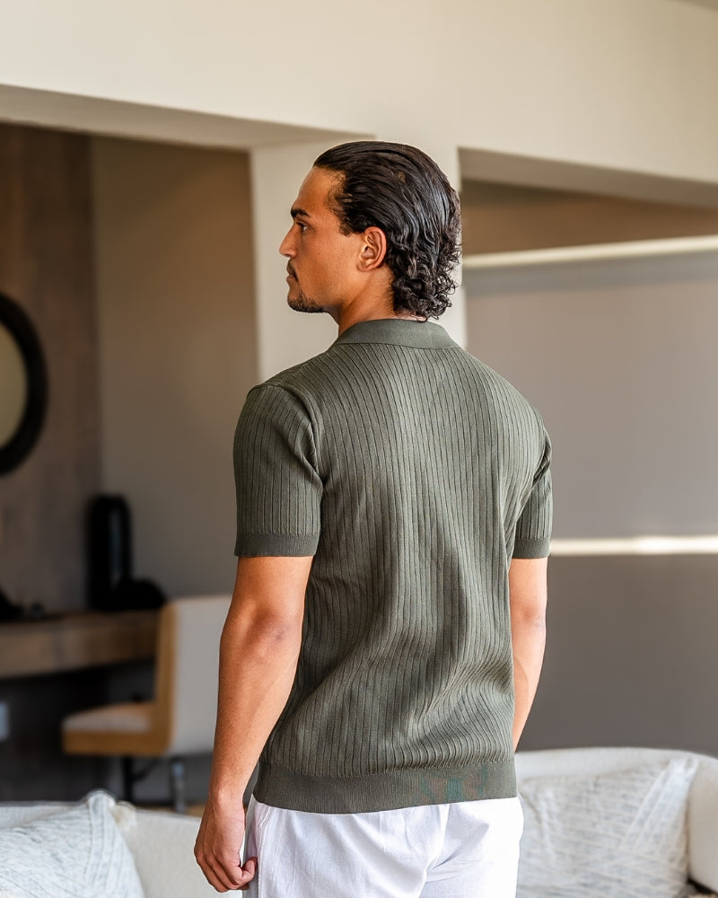 Polo de Punto Acanalado para Hombre