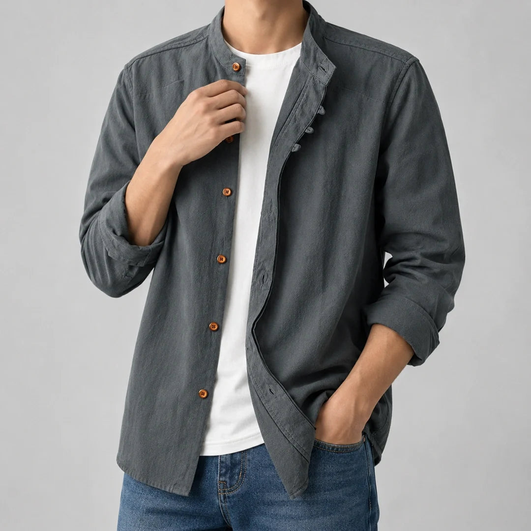 Camisa de Cuello Mao para Hombre
