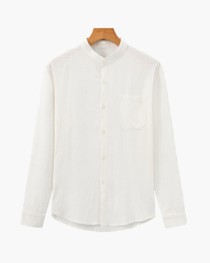 Camisa de Cuello Mandarín Texturizada