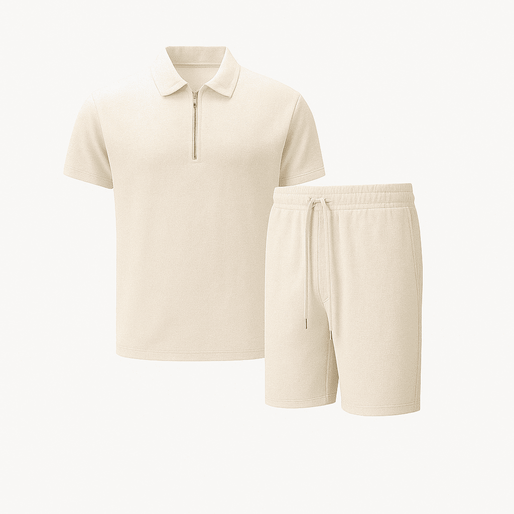 Conjunto de Polo y Short de Punto Waffle