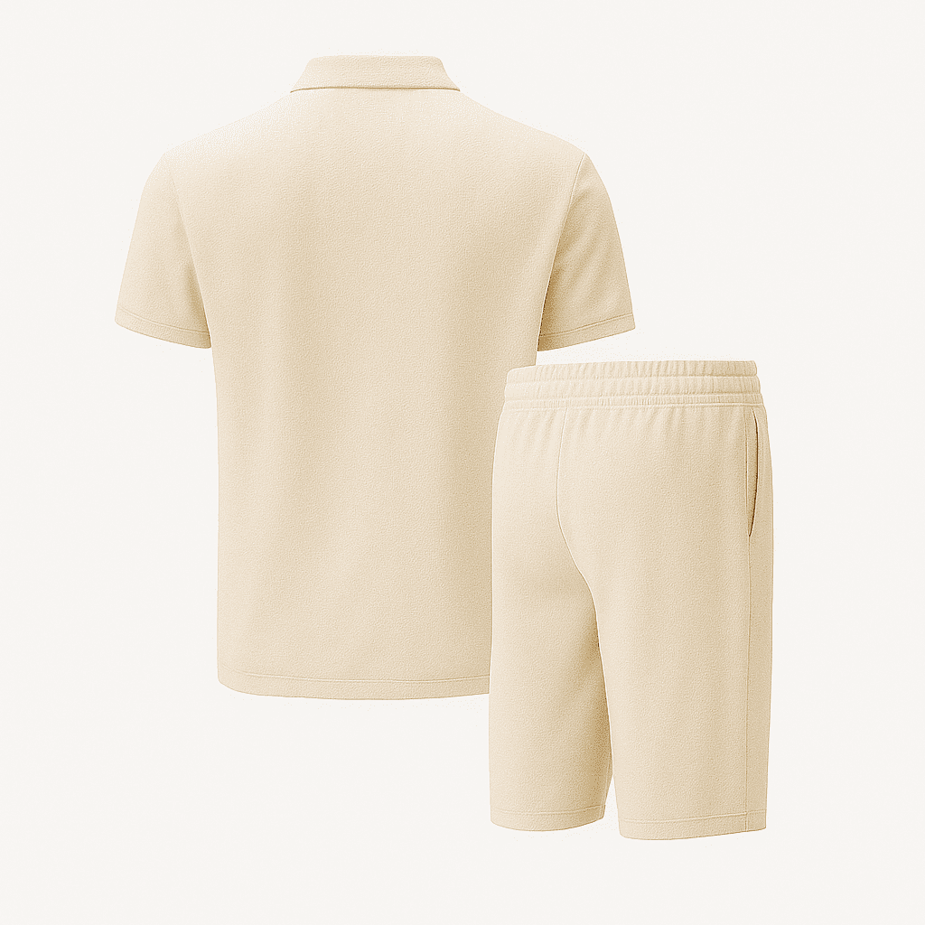Conjunto de Polo y Short de Punto Waffle