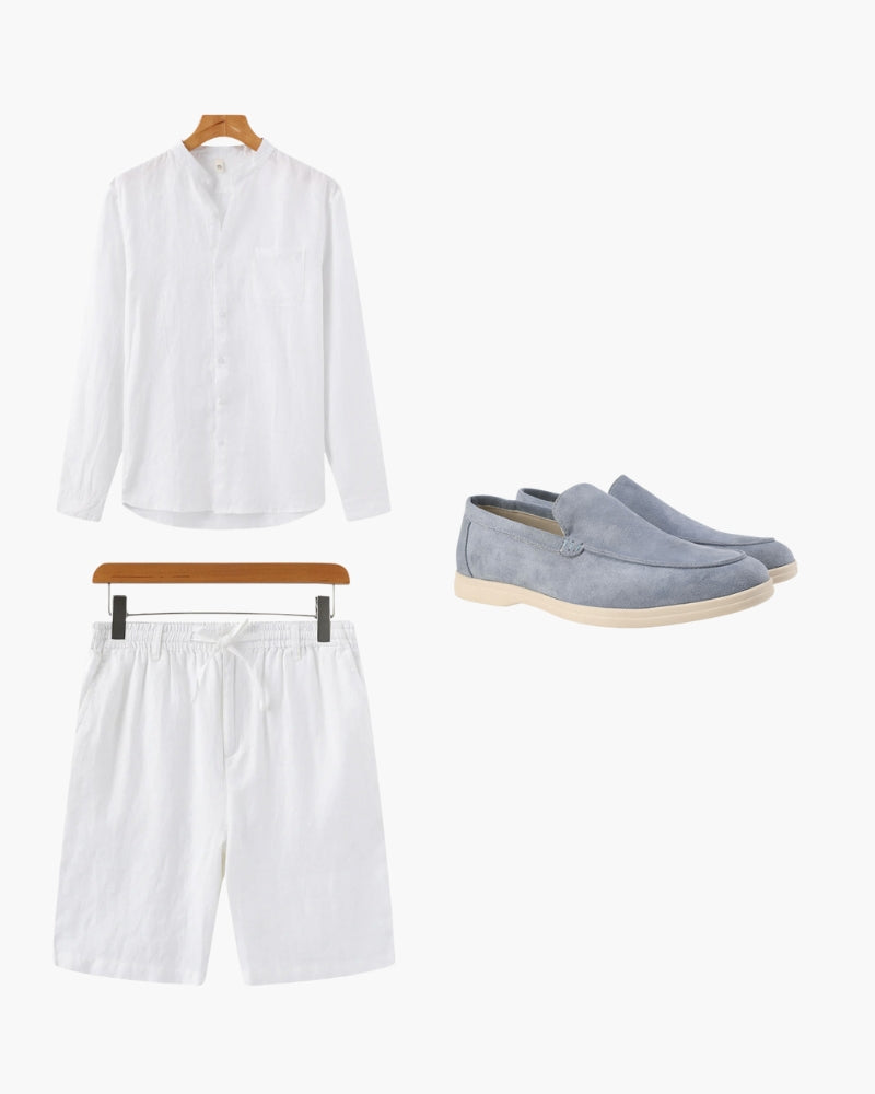 Set de Camisa de Lino, Short y Mocasines
