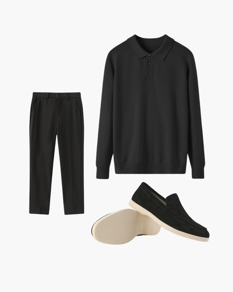 Set de Polo de Lana, Pantalón y Mocasines