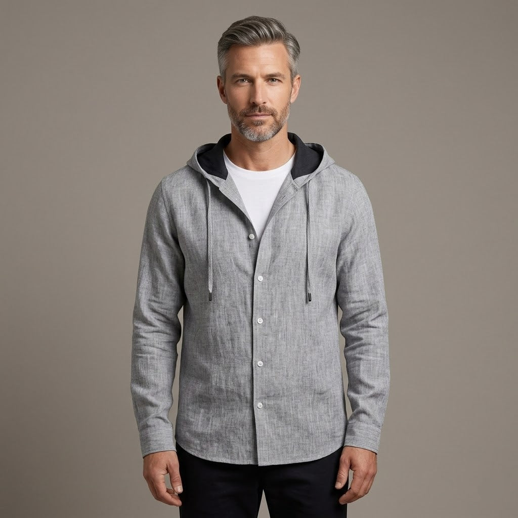 Sudadera de Lino con Capucha para Hombre