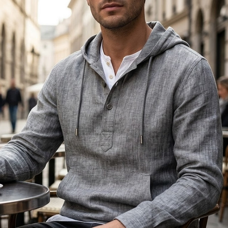 Sudadera de Lino con Capucha para Hombre