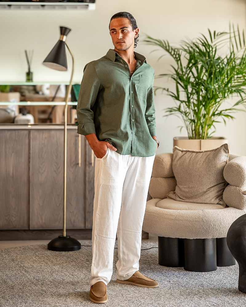 Set de Camisa y Pantalón de Lino para Hombre