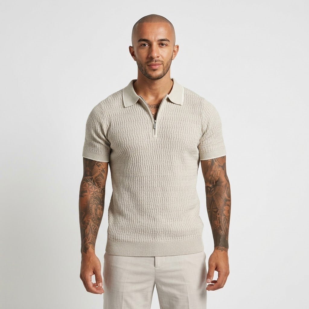 Playera Polo Half-Zip de Algodón Egipcio para Hombre