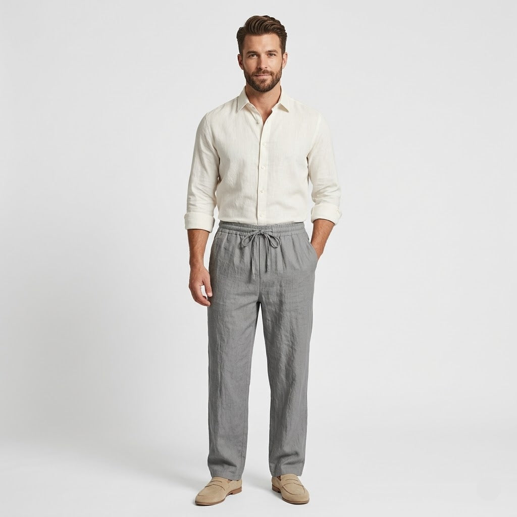 Pantalón de Lino con Cordón para Hombre