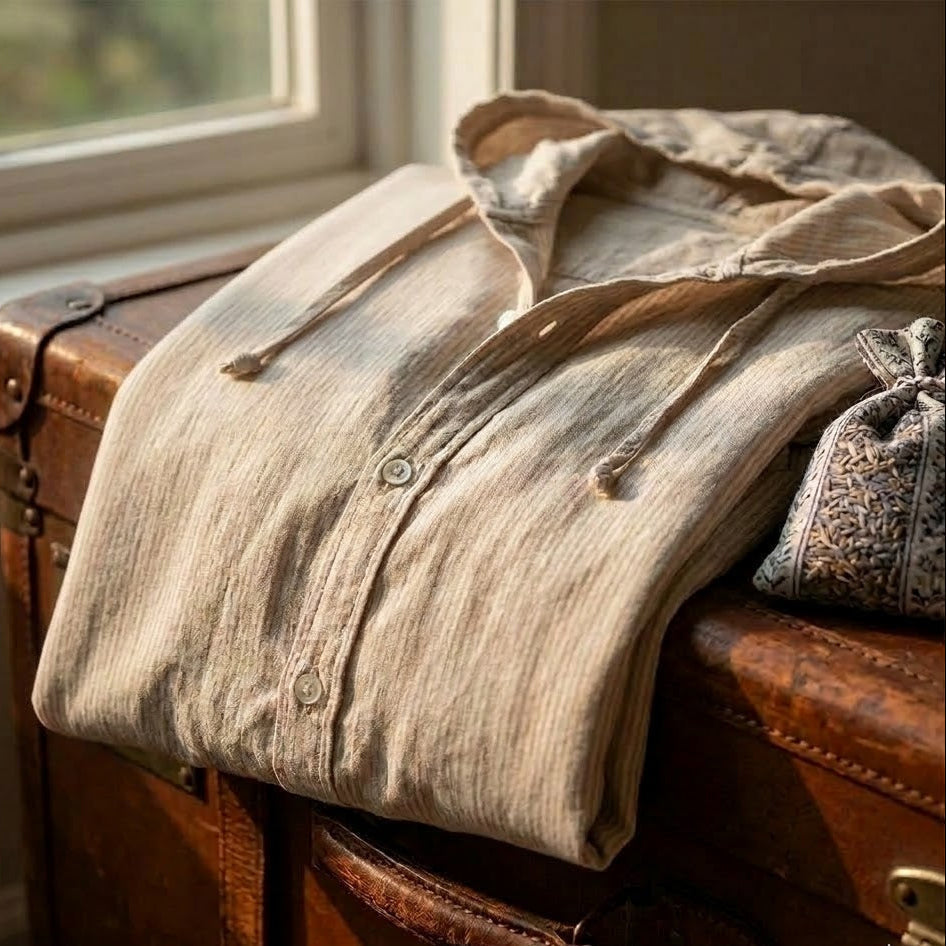 Sudadera de Lino con Capucha para Hombre