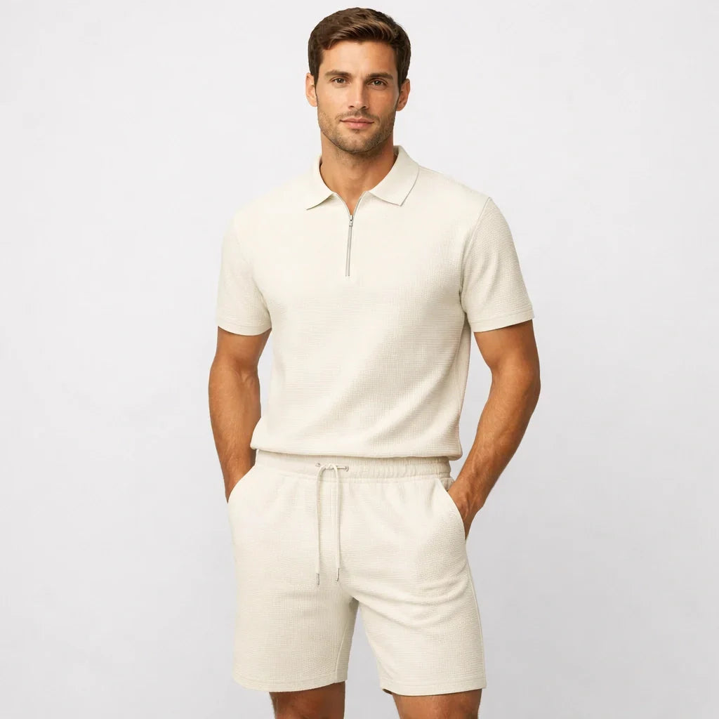 Conjunto de Polo y Short de Punto Waffle