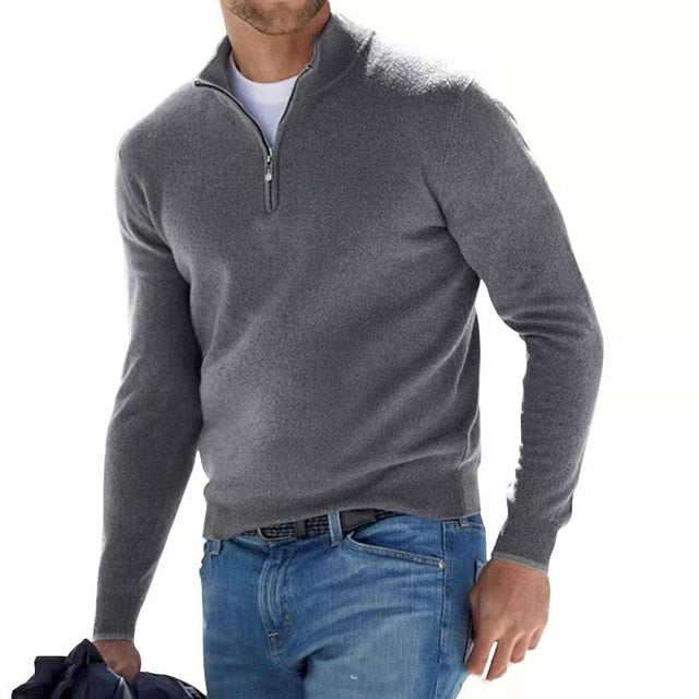 Suéter de Punto con Cierre para Hombre Elegante