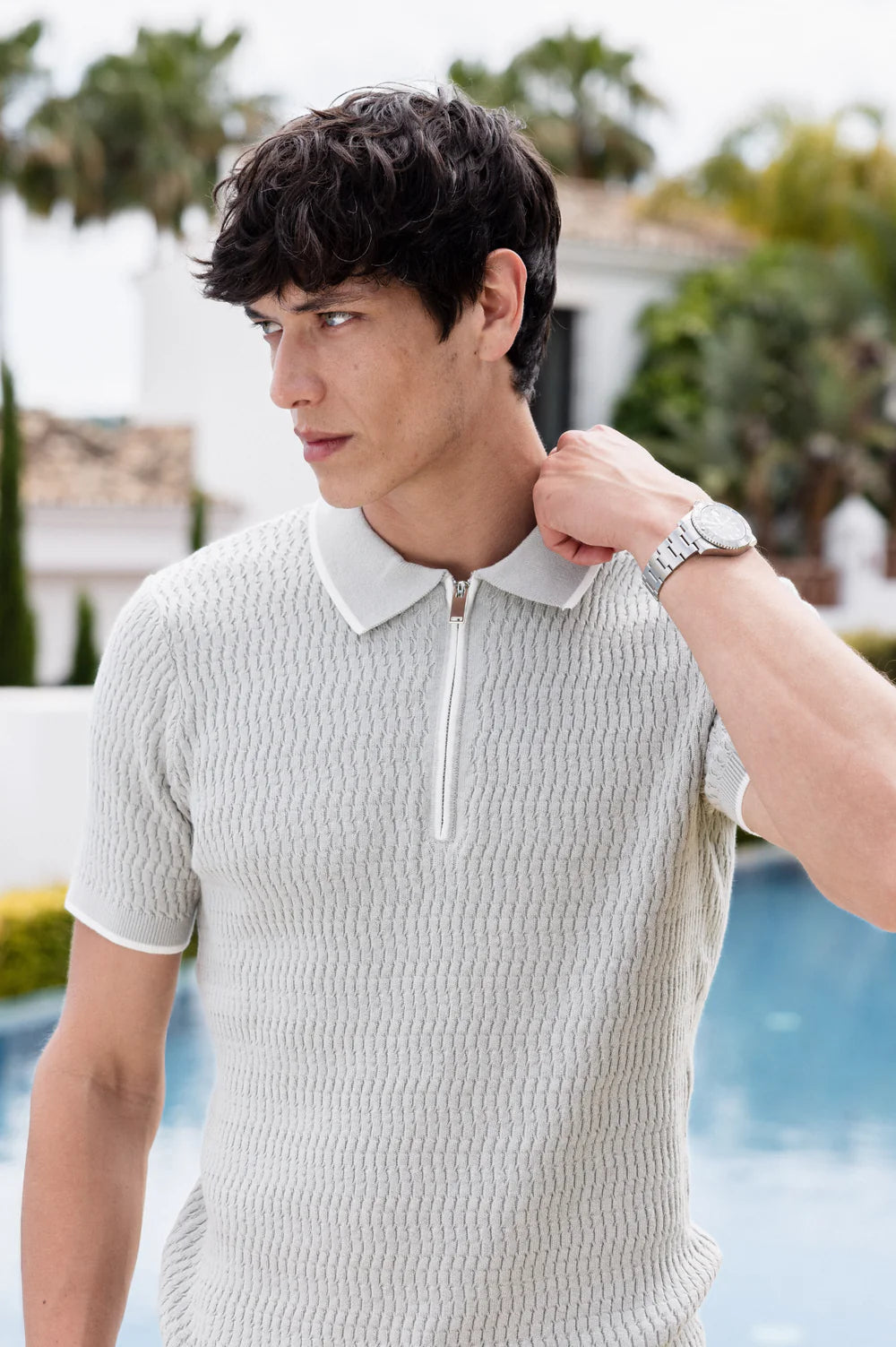 Playera Polo Half-Zip de Algodón Egipcio para Hombre