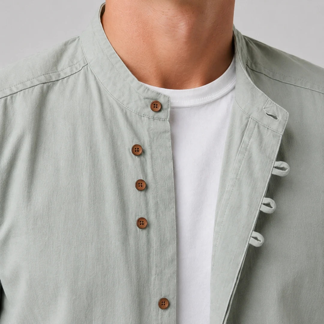 Camisa de Cuello Mao para Hombre