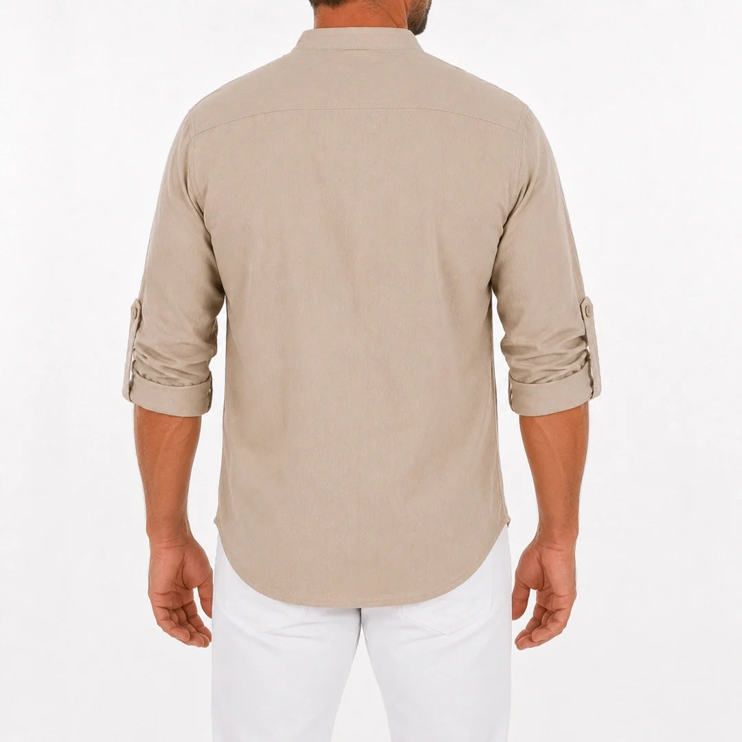 Camisa Manga Larga con Cuello de Amarre
