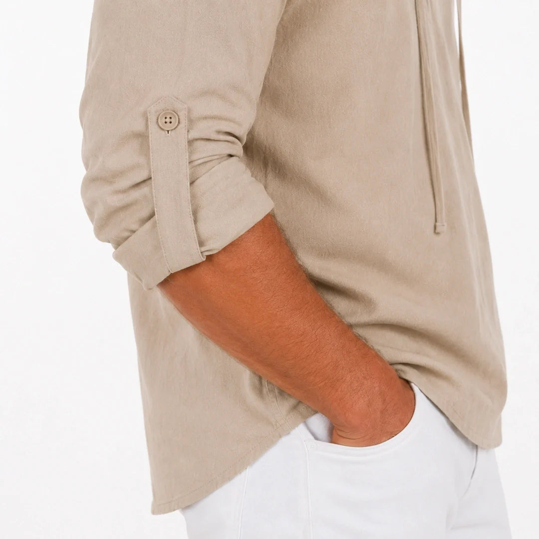 Camisa Manga Larga con Cuello de Amarre
