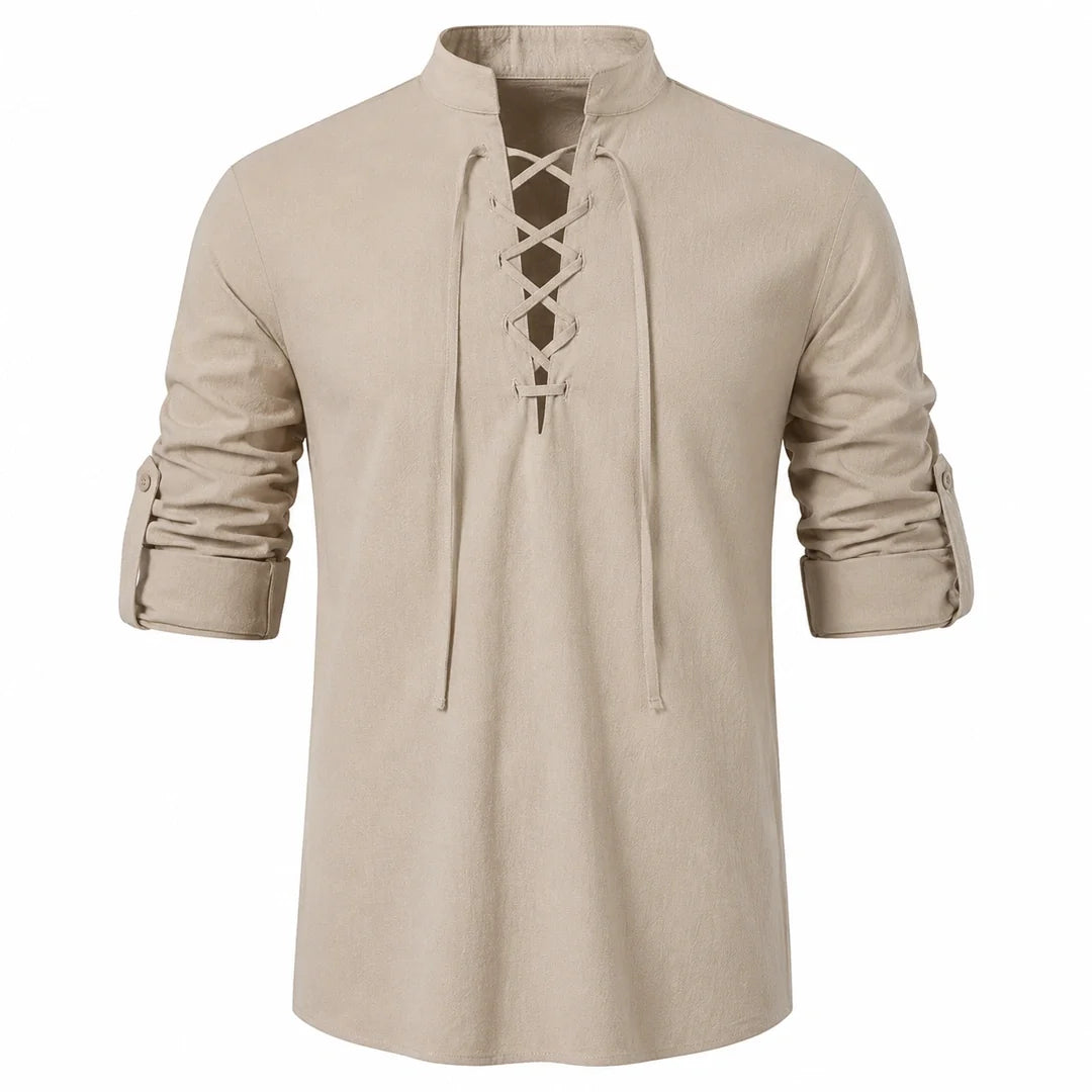 Camisa Manga Larga con Cuello de Amarre