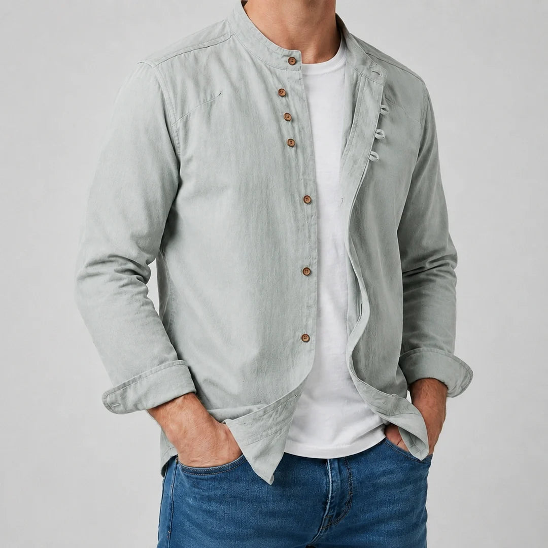 Camisa de Cuello Mao para Hombre