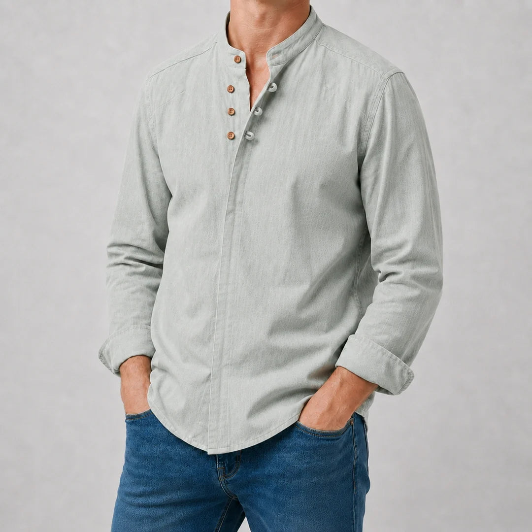 Camisa de Cuello Mao para Hombre