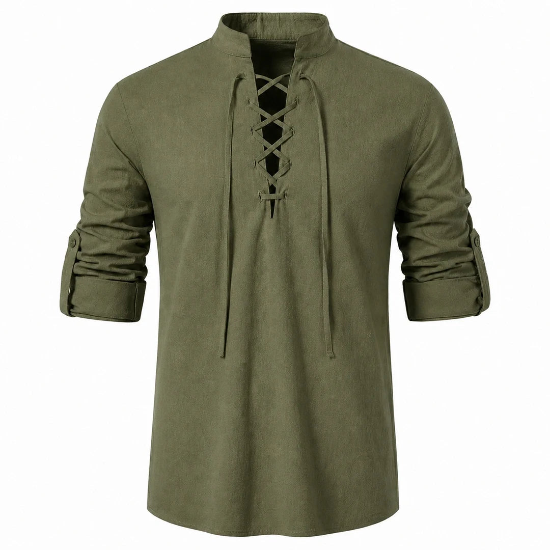 Camisa Manga Larga con Cuello de Amarre