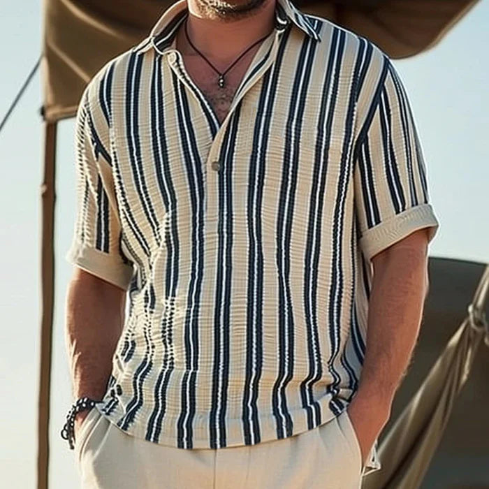 Playera Rayada de Algodón para Hombre