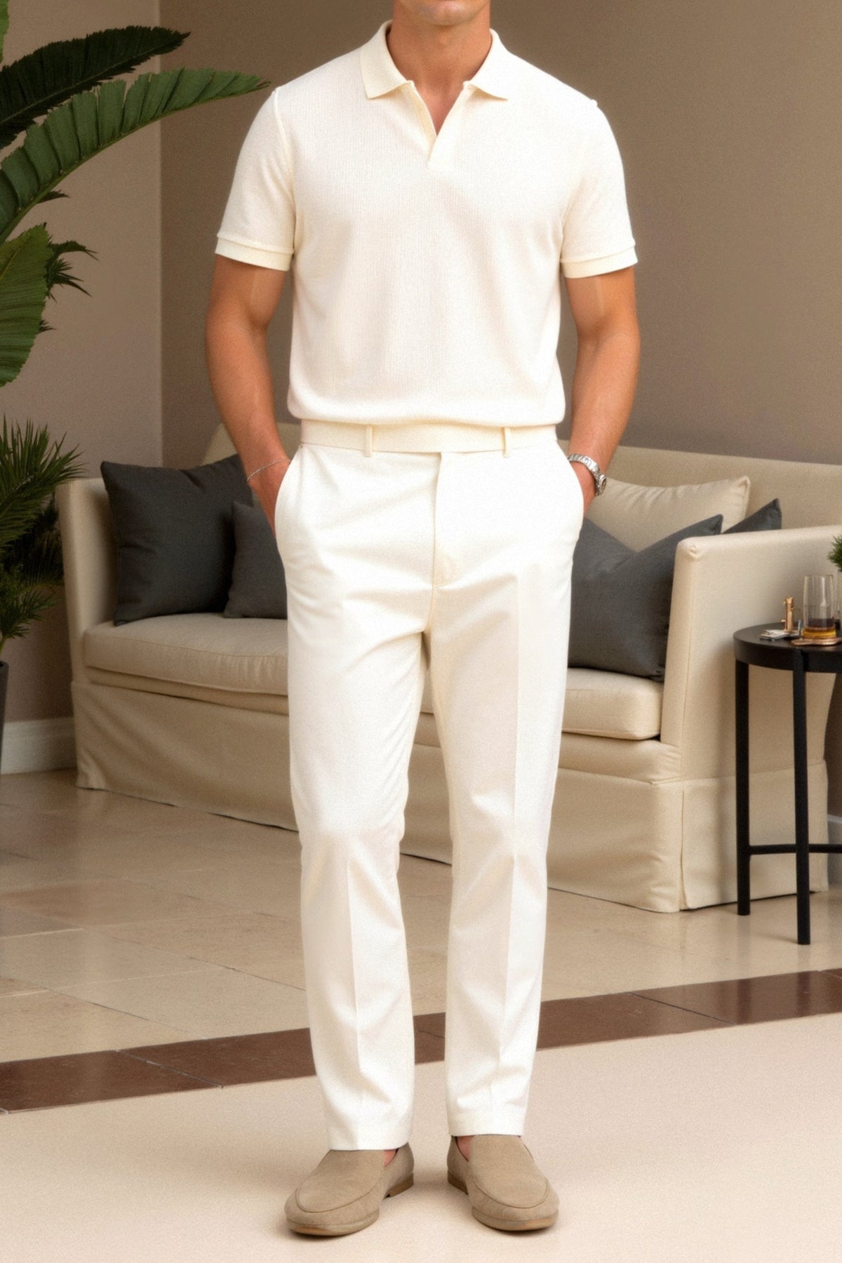 Polo Estructurado de Algodón para Hombre