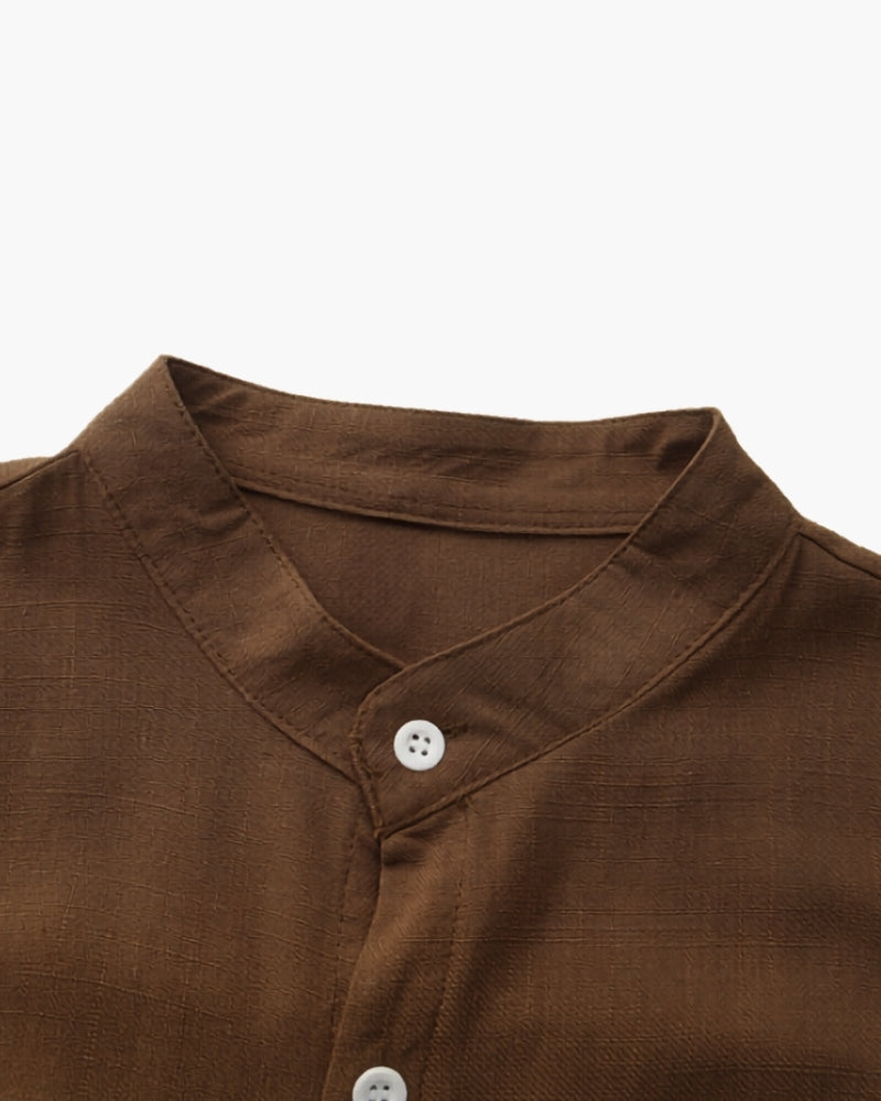 Camisa de Cuello Mandarín Texturizada
