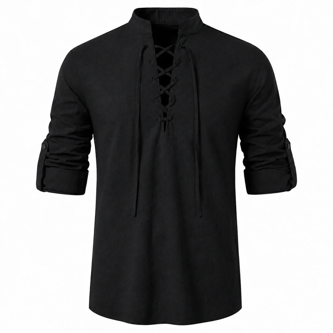 Camisa Manga Larga con Cuello de Amarre