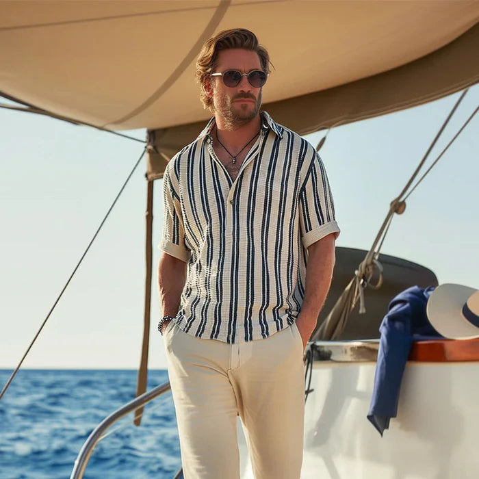Playera Rayada de Algodón para Hombre