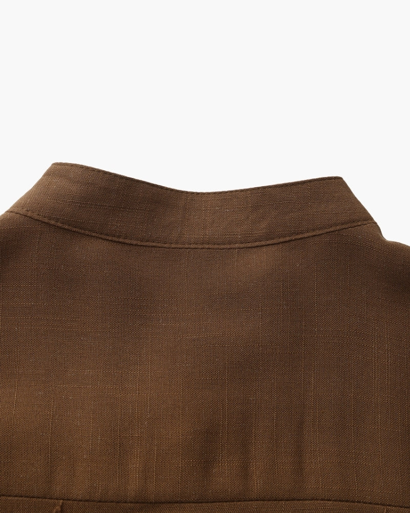 Camisa de Cuello Mandarín Texturizada