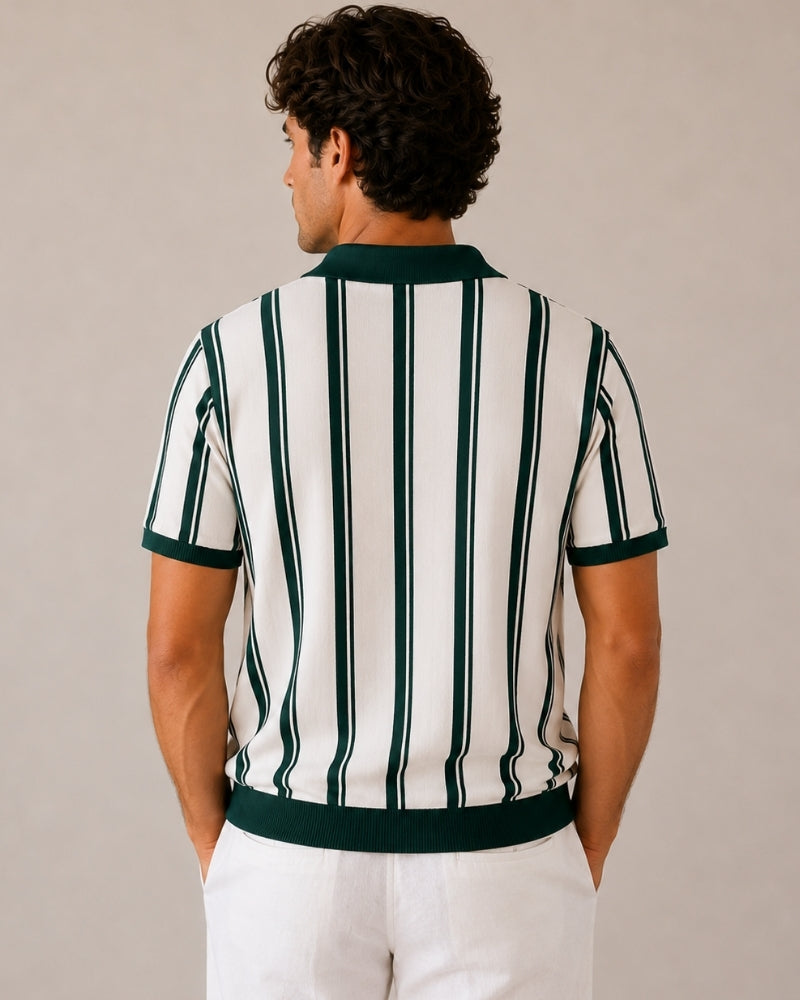 Polo Tejido de Medio Cierre a Rayas