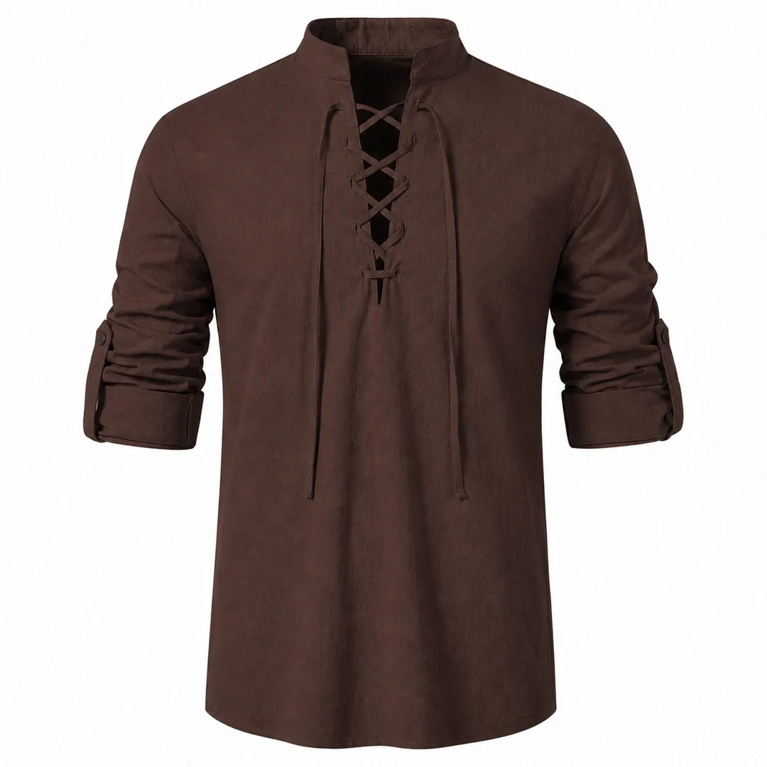 Camisa Manga Larga con Cuello de Amarre