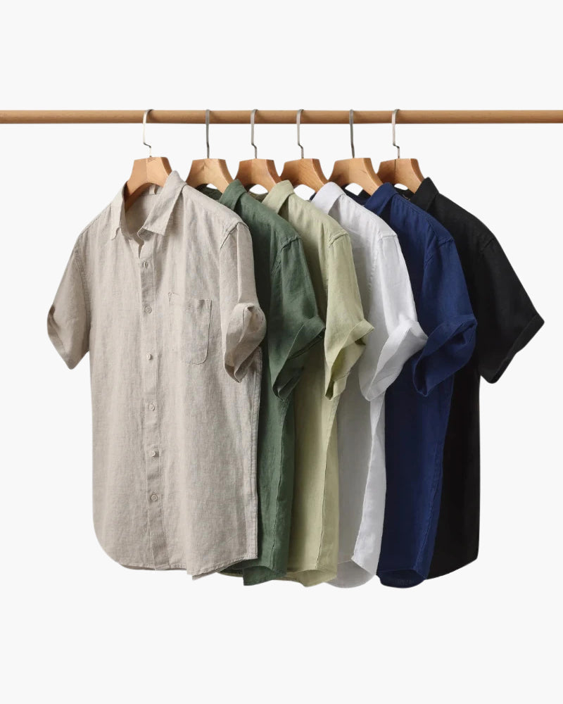 Camisa de Lino Manga Corta para Hombre
