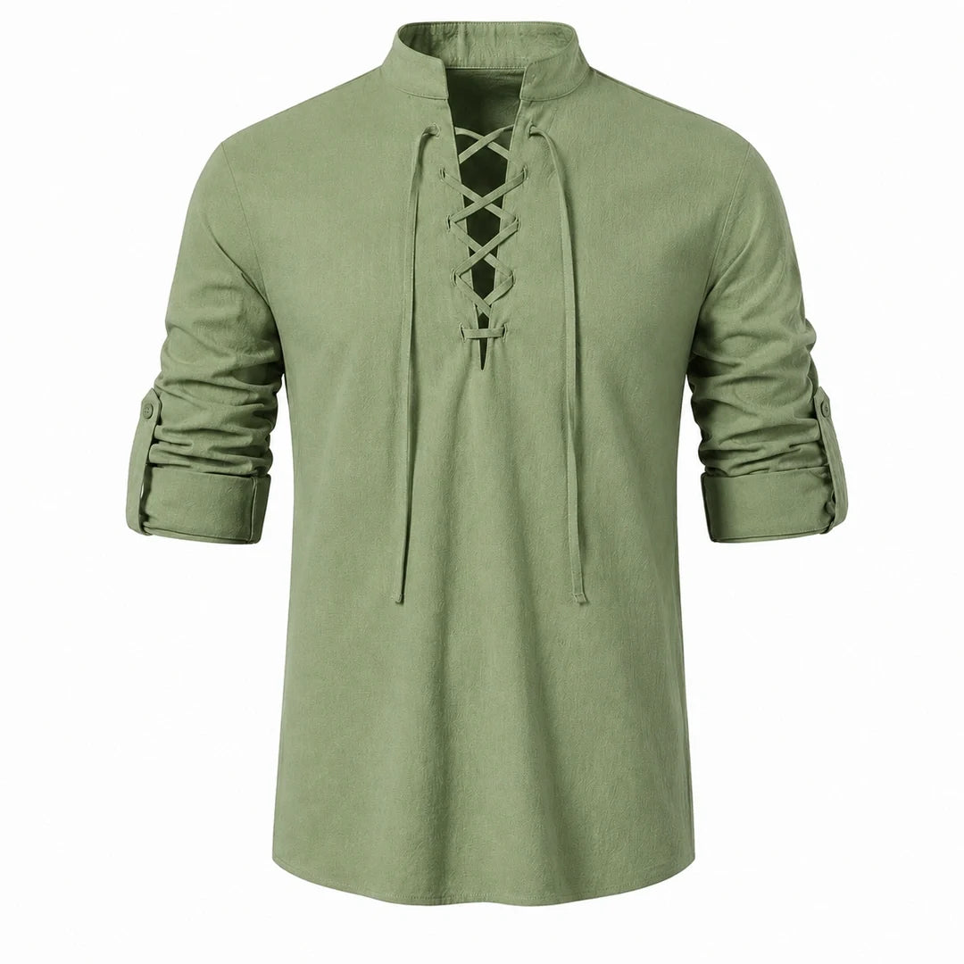 Camisa Manga Larga con Cuello de Amarre
