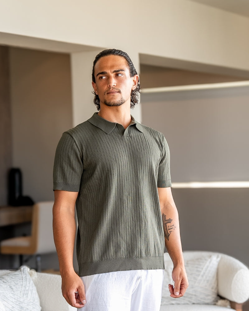 Polo de Punto Acanalado para Hombre