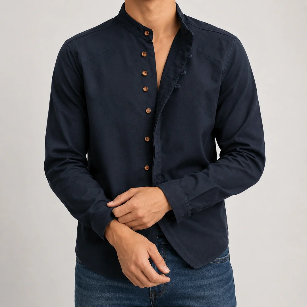 Camisa de Cuello Mao para Hombre