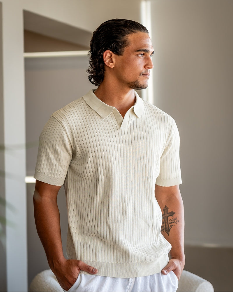 Polo de Punto Acanalado para Hombre