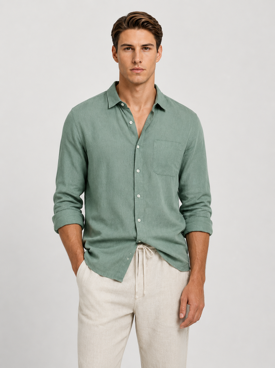 Set de Camisa y Pantalón de Lino para Hombre