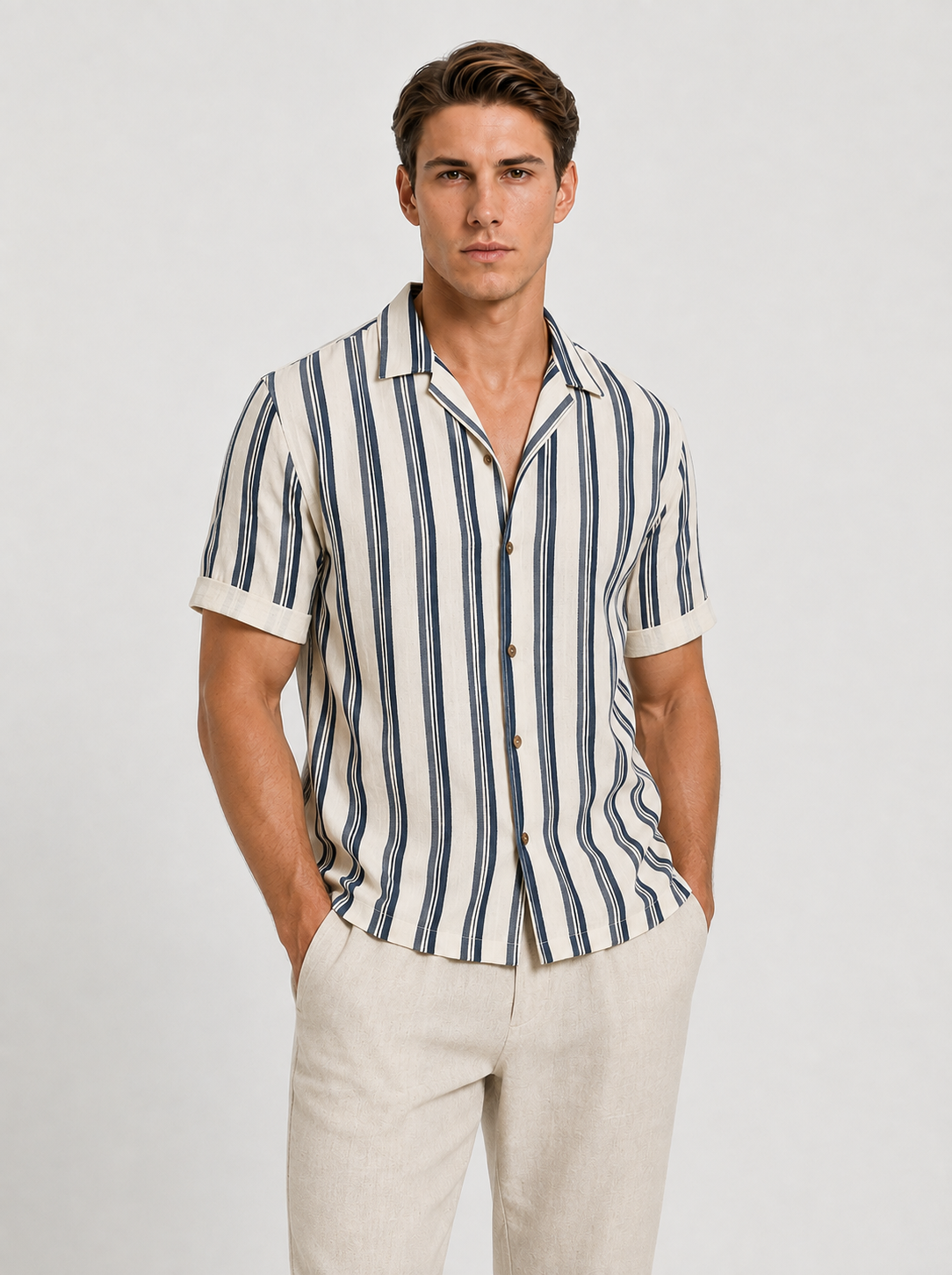 Playera Rayada de Algodón para Hombre