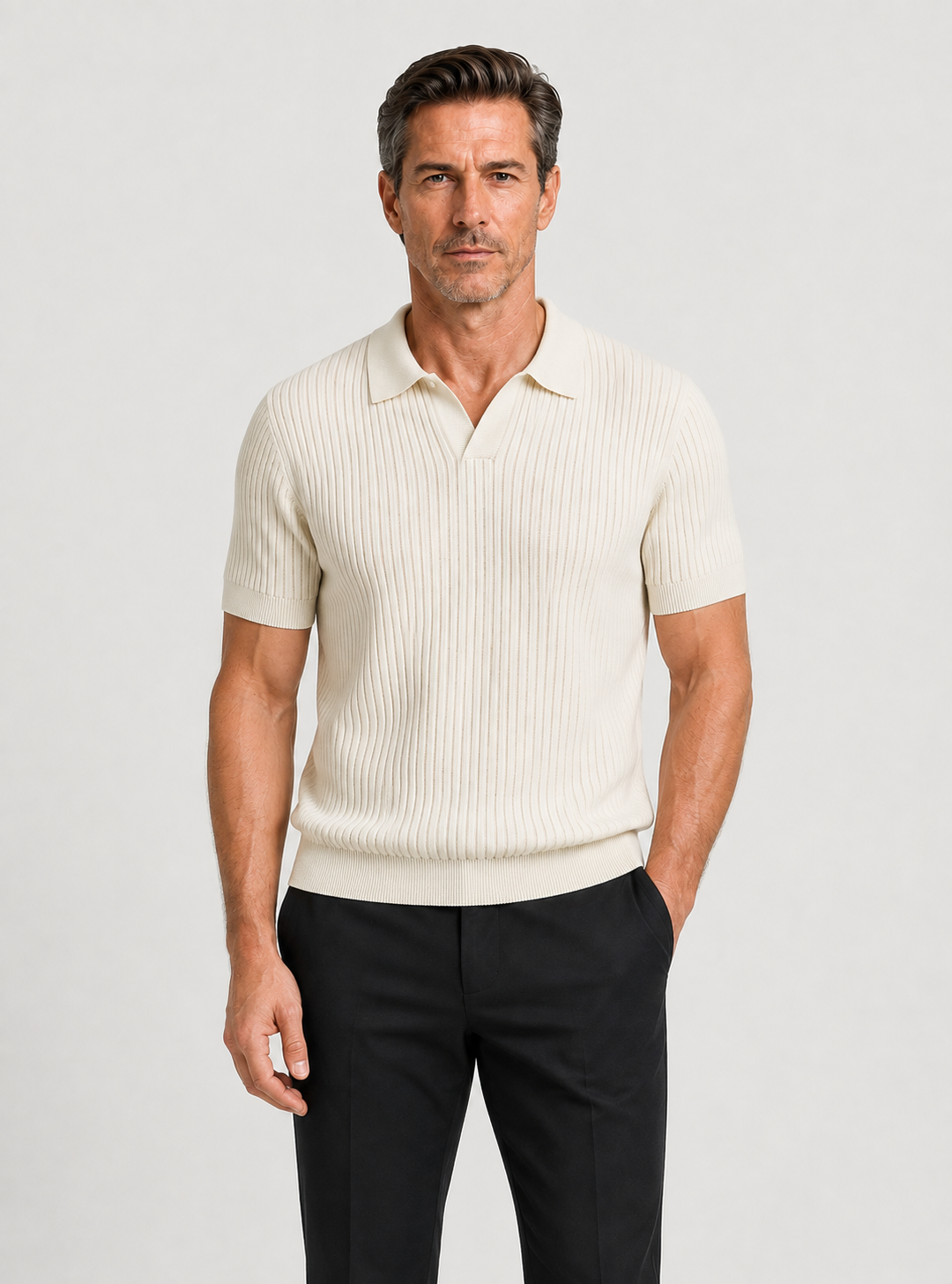 Polo de Punto Acanalado para Hombre