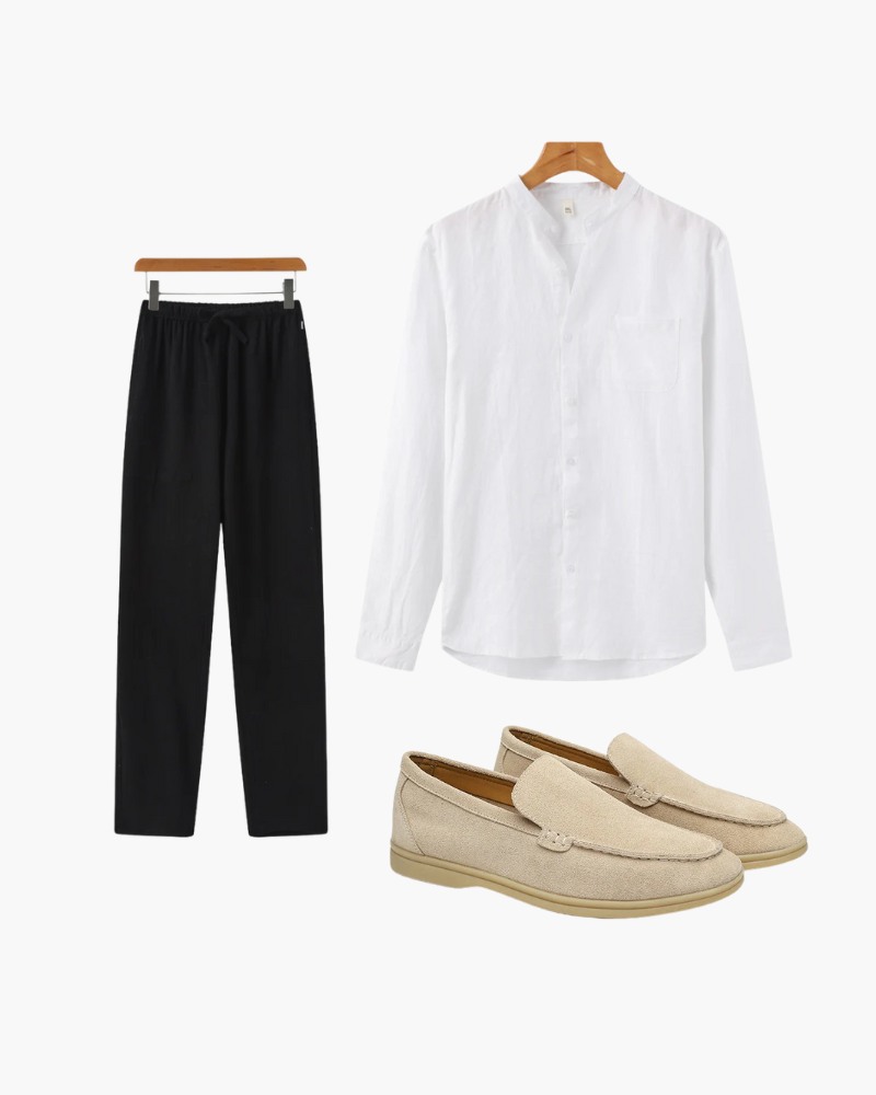 Set de Cena: Camisa de Lino y Mocasines